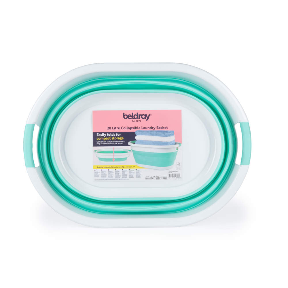 Beldray LA034816MNTFPEU7 Collapsible Laundry Basket 28L White/Mint