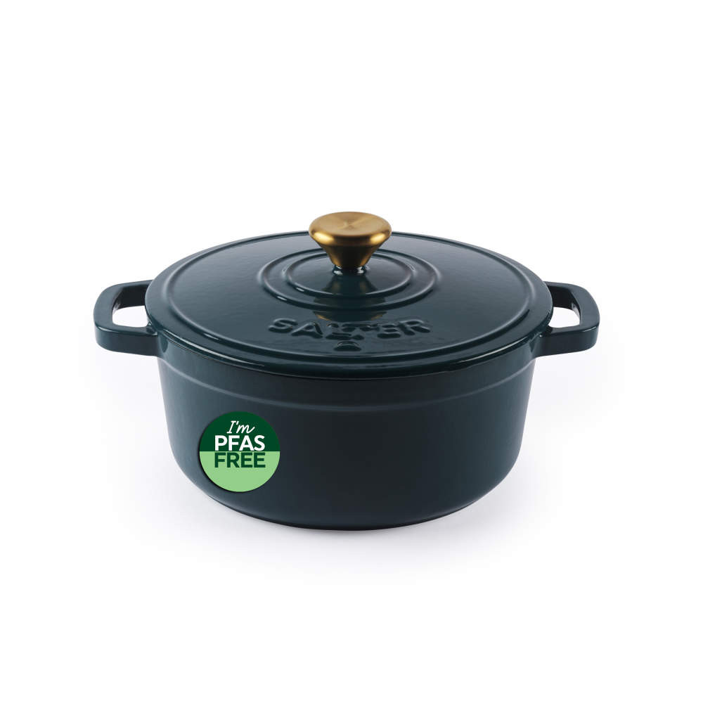 Salter BW13771GR Chester 3.4L Cast Iron Casserole Pot 24 cm, Green