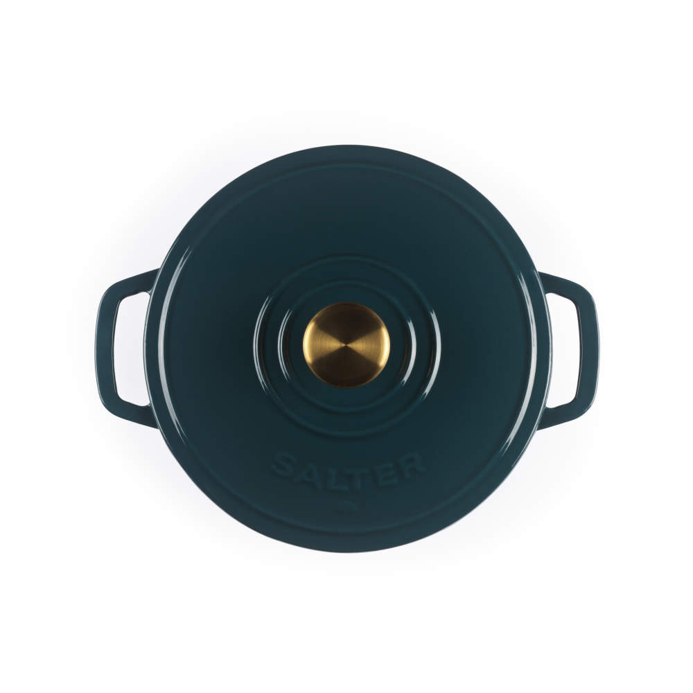 Salter BW13771GR Chester 3.4L Cast Iron Casserole Pot 24 cm, Green
