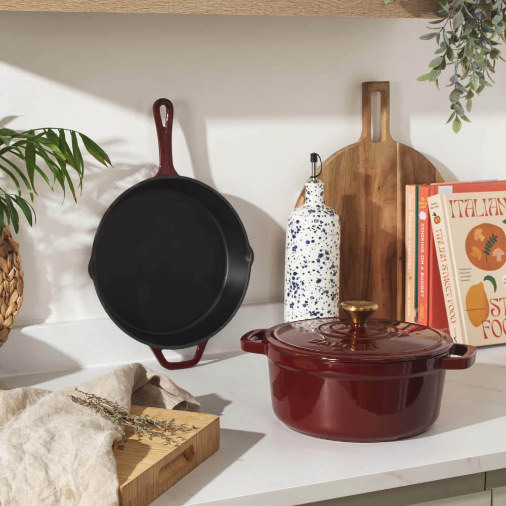 Salter BW13773R Cast Iron 26cm Fry Pan, Red