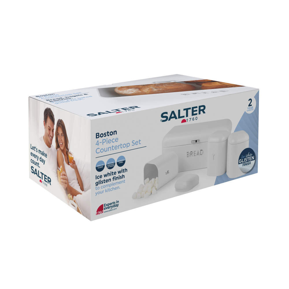 Salter BW14045EU7 Boston 4-Piece Countertop Set, Ice White
