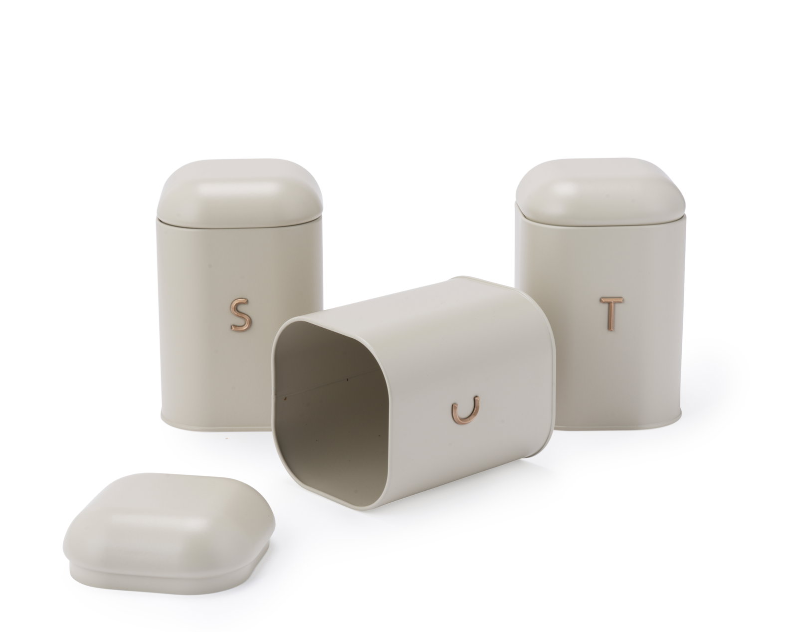Salter BW13729OEU7 Pebble 3 Piece Canister Set Stone, Beige