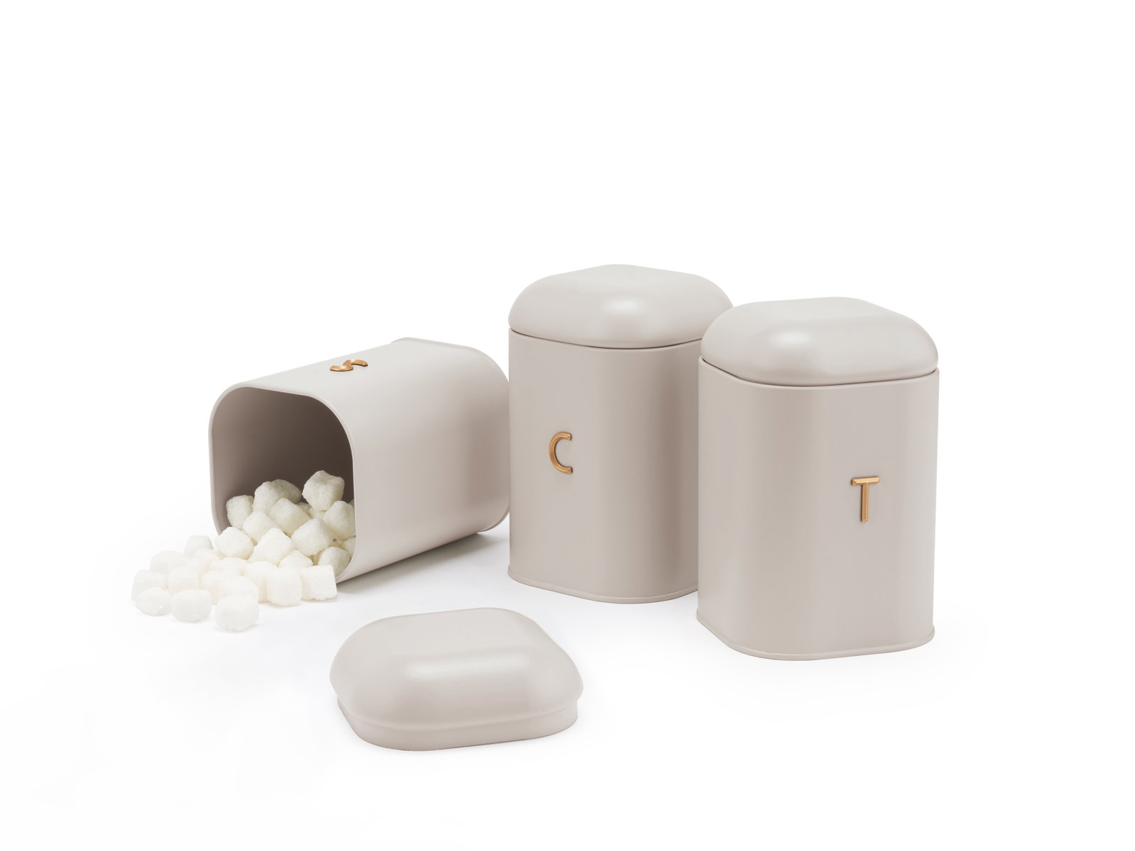 Salter BW13729OEU7 Pebble 3 Piece Canister Set Stone, Beige