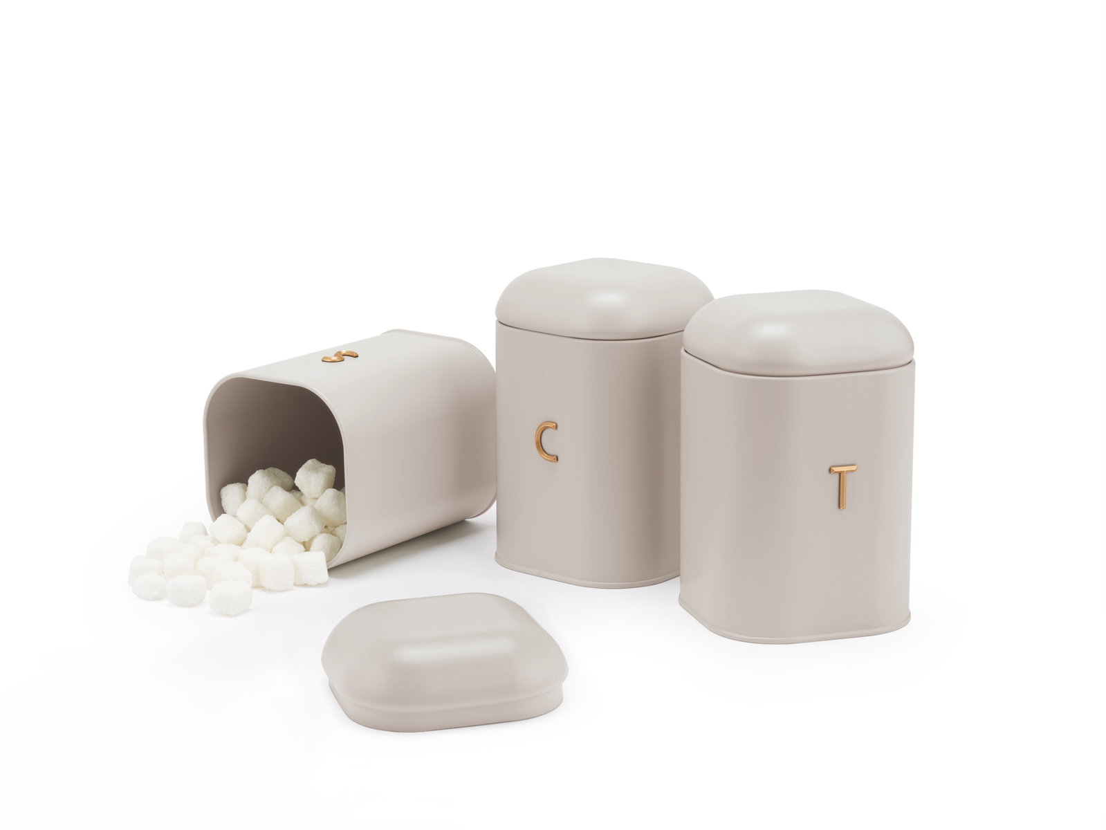 Salter BW13729OEU7 Pebble 3 Piece Canister Set Stone, Beige