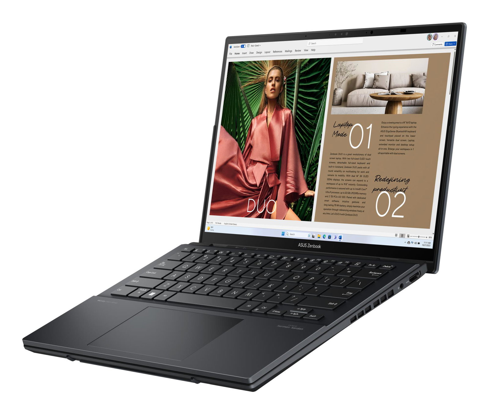 Notebook ASUS ZenBook Series DUO UX8406CA-PZ009W CPU Core Ultra U9-285H 2900 MHz 14 Touchscreen 2880x1800 RAM 32GB LPDDR5x SSD 2TB Intel Arc Graphics Integrated ENG Windows 11 Home Grey 1.65 kg 90NB14X1-M00820