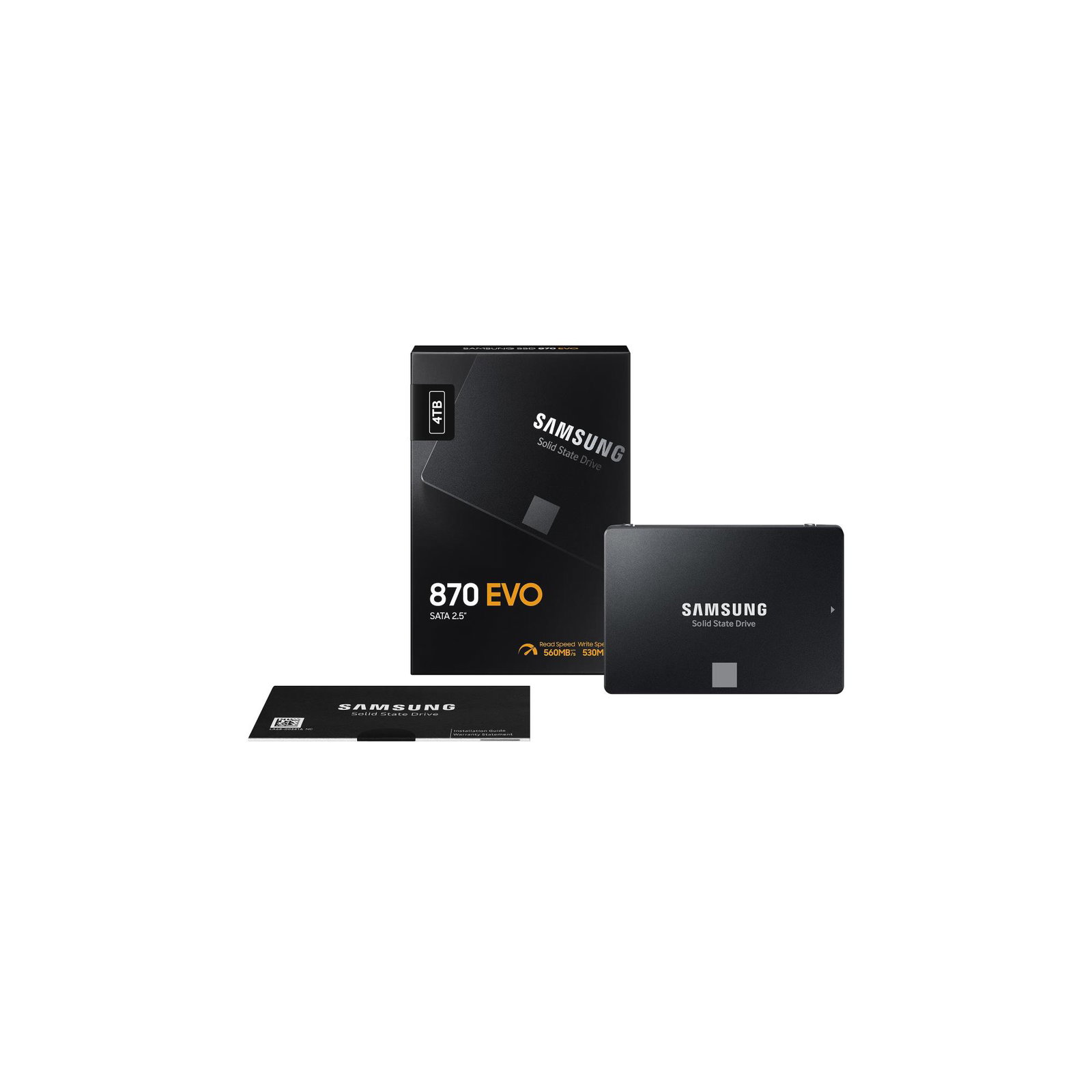 SSD SAMSUNG 870 EVO 4TB SATA SATA 3.0 MLC Write speed 530 MBytes/sec Read speed 560 MBytes/sec 2,5 TBW 2400 TB MTBF 1500000 hours MZ-77E4T0B/EU
