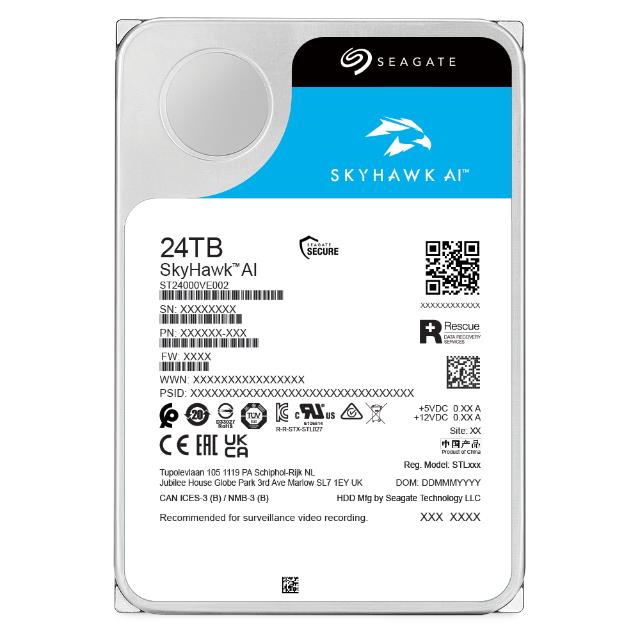 HDD SEAGATE SkyHawk AI 24 TB Serial ATA III Buffer 512 MB 7200 RPM 3.5 ST24000VE002