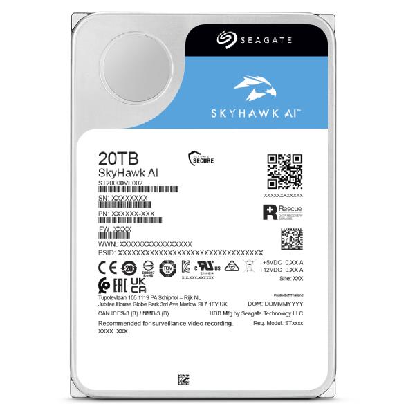 HDD SEAGATE SkyHawk AI 20 TB Serial ATA III Buffer 512 MB 7200 RPM 3.5 ST20000VE003