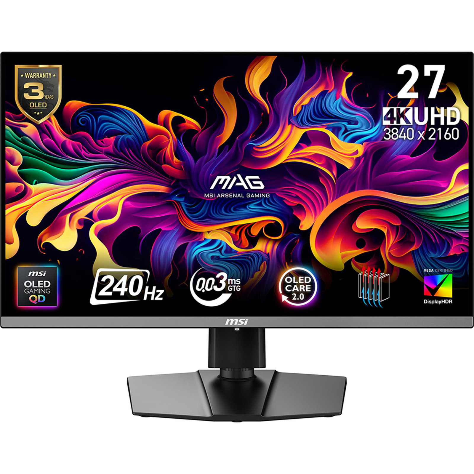 Monitor MSI 26.5 3840 x 2160 pixels 4K Ultra HD Native aspect ratio 16:9 QD-OLED MAG272UPQD-OLEDX24