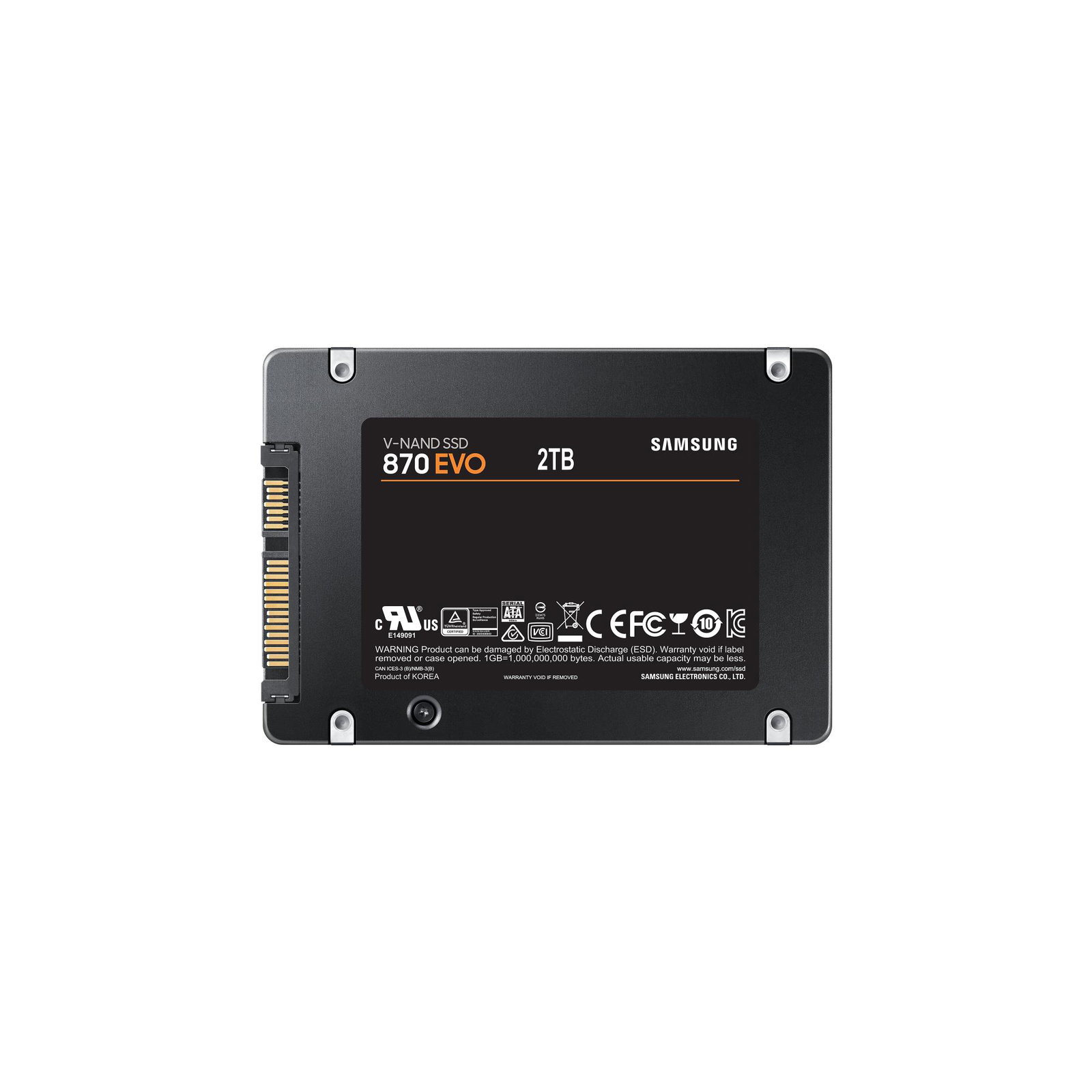 SSD SAMSUNG 870 EVO 2TB SATA SATA 3.0 MLC Write speed 530 MBytes/sec Read speed 560 MBytes/sec 2,5 TBW 1200 TB MTBF 1500000 hours MZ-77E2T0B/EU