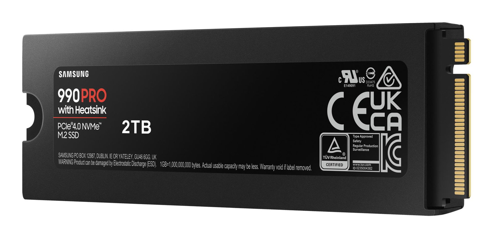 SSD SAMSUNG 990 PRO with Heatsink 2TB M.2 PCIE NVMe MLC Write speed 6900 MBytes/sec Read speed 7450 MBytes/sec 2.3mm TBW 1200 TB MTBF 1500000 hours MZ-V9P2T0CW