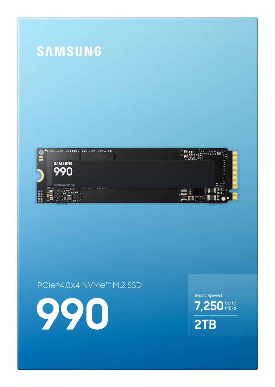 SSD SAMSUNG 990 2 TB M.2 PCI Express 4.0 NVMe Yes Write speed 6450 MB/s Read speed 7250 MB/s MTBF 1500000 h Box MZ-V9V2T0BW