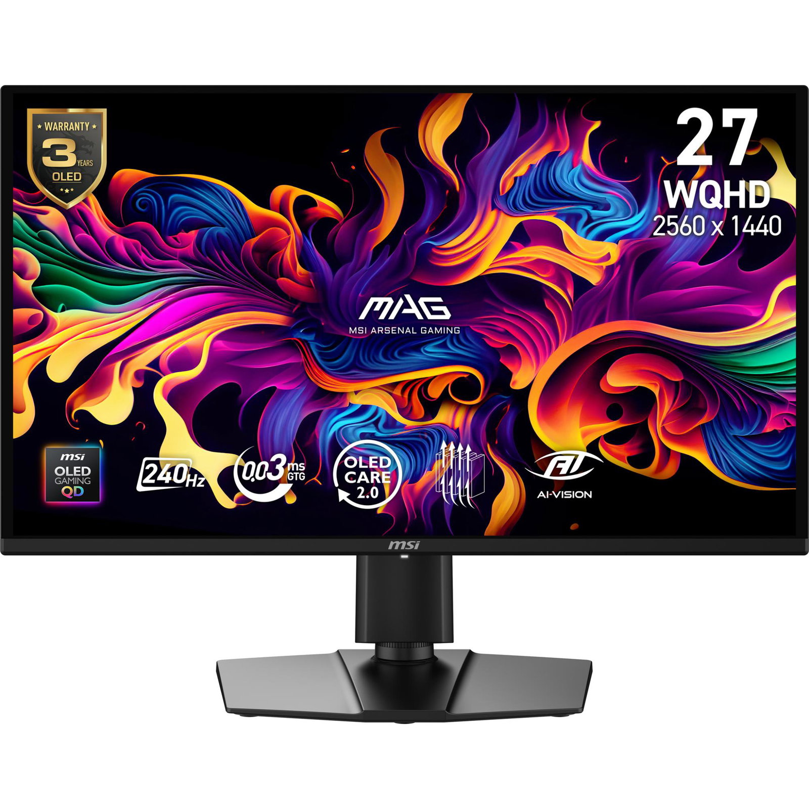 Monitor MSI 26.5 2560 x 1440 pixels Wide Quad HD Native aspect ratio 16:9 QD-OLED Flat MAG274QPQD-OLEDX24