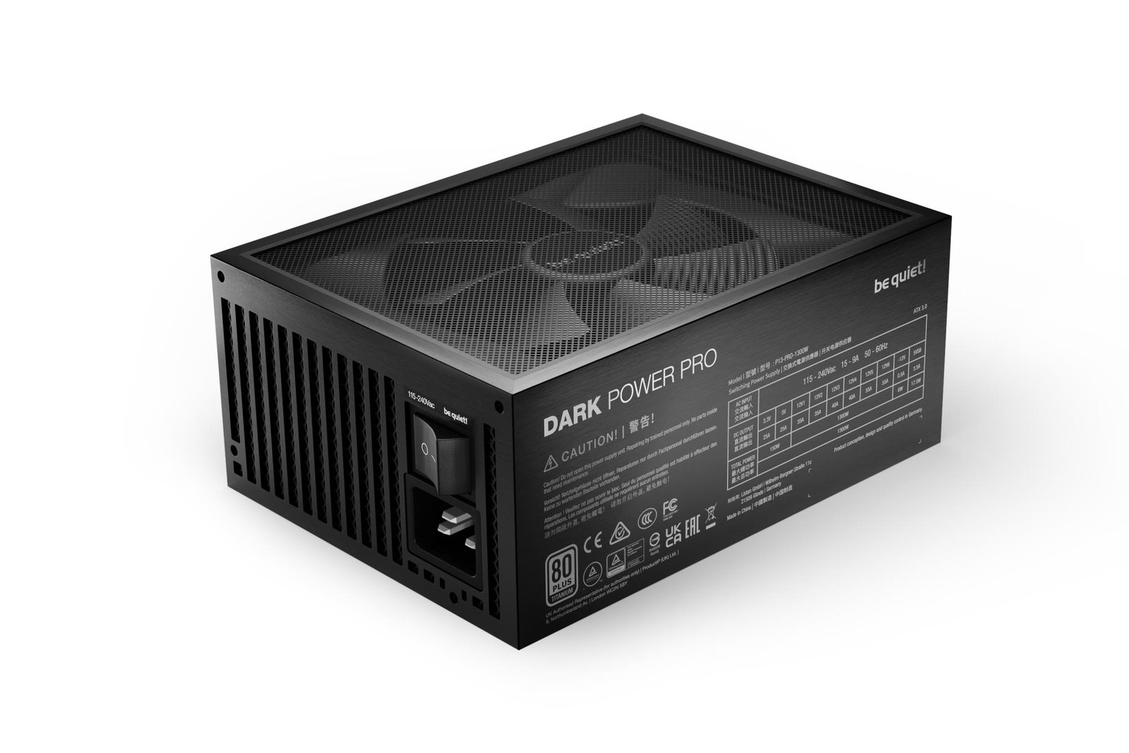 Power Supply BE QUIET 1300 Watts Peak Power 1400 Watts Efficiency 80 PLUS TITANIUM PFC Active MTBF 100000 hours BN331