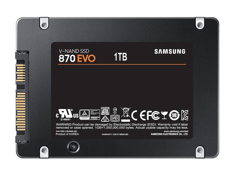 SSD SAMSUNG 870 EVO 1TB SATA SATA 3.0 MLC Write speed 530 MBytes/sec Read speed 560 MBytes/sec 2,5 TBW 600 TB MTBF 1500000 hours MZ-77E1T0B/EU