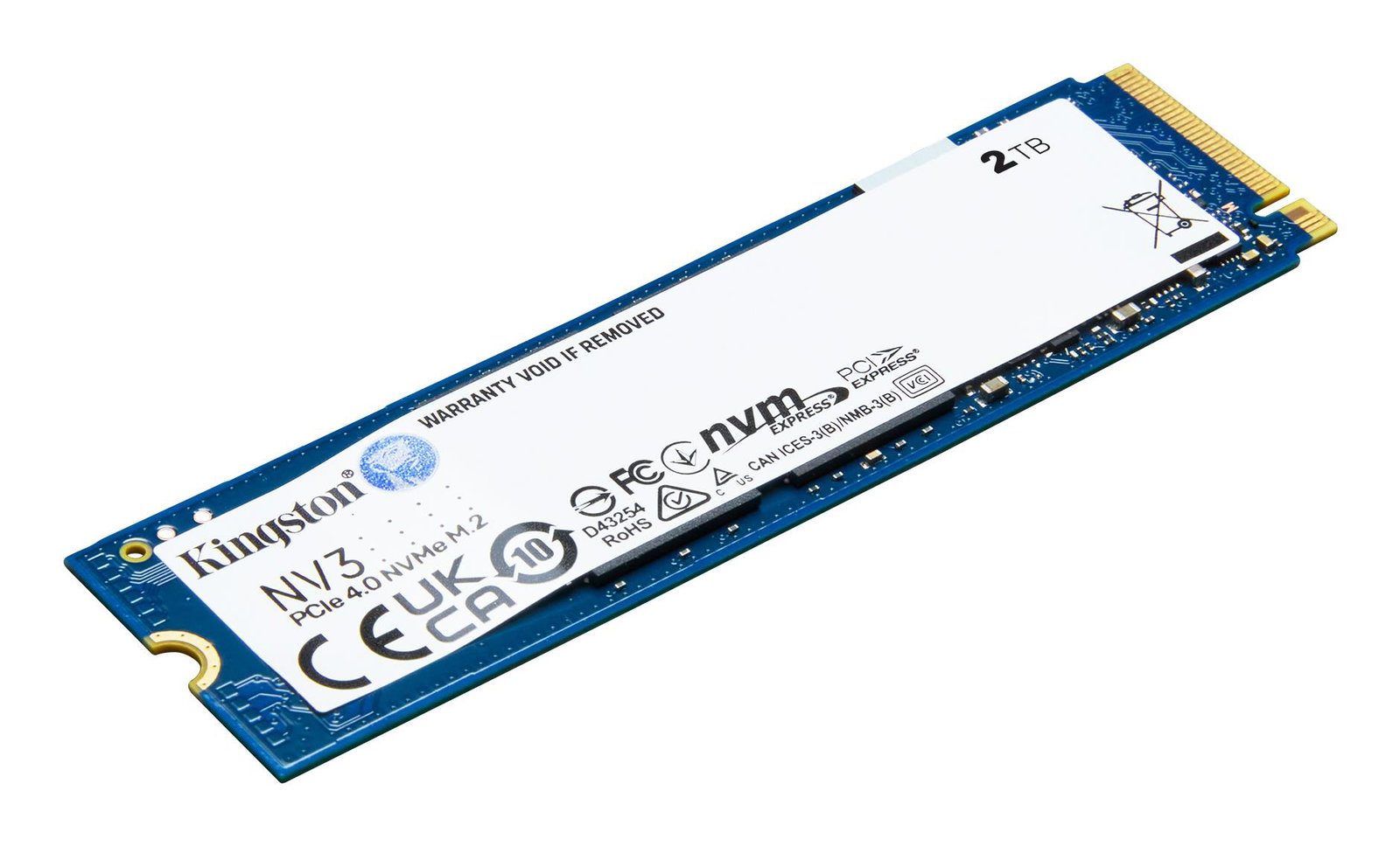 SSD KINGSTON NV3 2TB M.2 PCIE NVMe 3D NAND Write speed 5000 MBytes/sec Read speed 6000 MBytes/sec TBW 640 TB MTBF 200000 hours SNV3S/2000G
