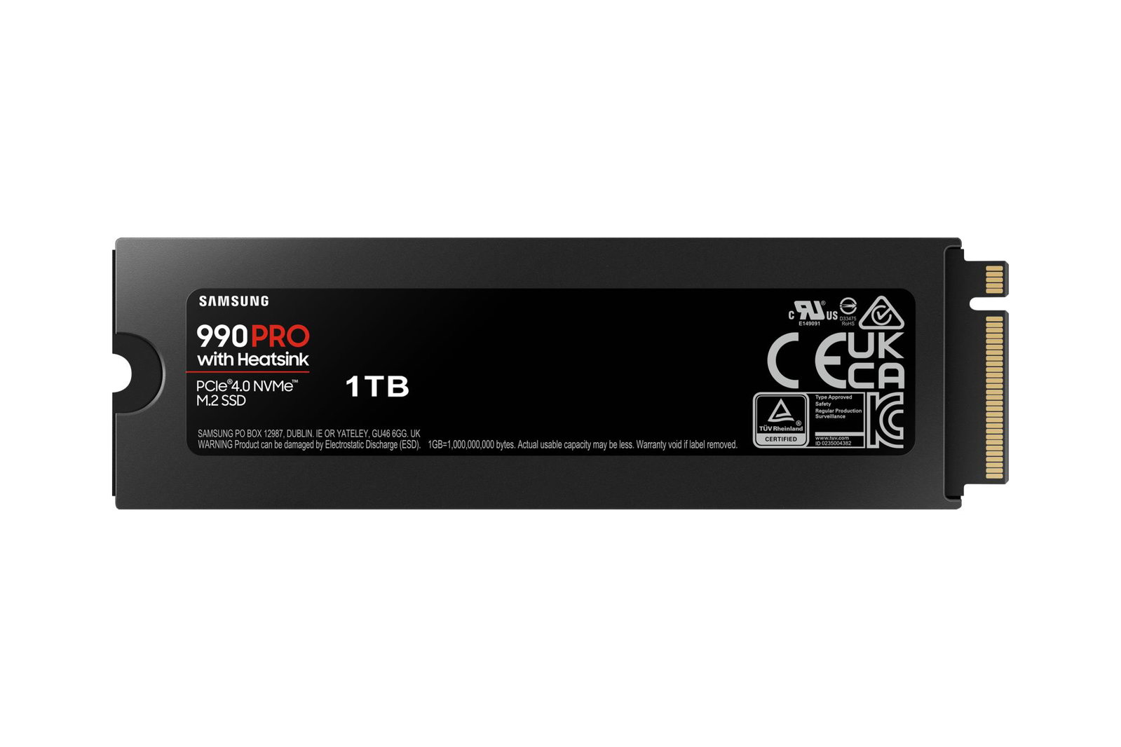 SSD SAMSUNG 990 PRO with Heatsink 1TB M.2 PCIE NVMe MLC Write speed 6900 MBytes/sec Read speed 7450 MBytes/sec 2.3mm TBW 600 TB MTBF 1500000 hours MZ-V9P1T0CW