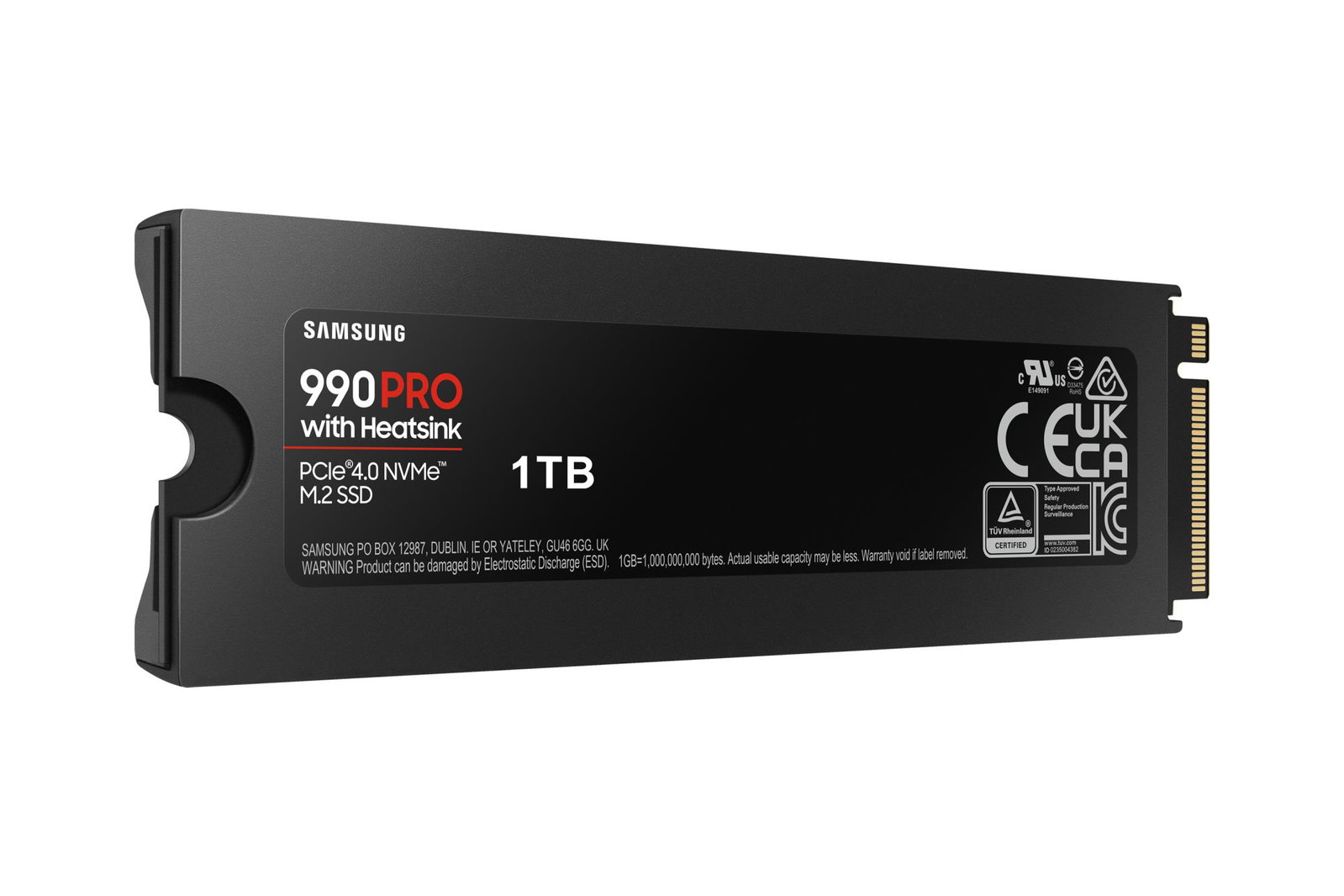 SSD SAMSUNG 990 PRO with Heatsink 1TB M.2 PCIE NVMe MLC Write speed 6900 MBytes/sec Read speed 7450 MBytes/sec 2.3mm TBW 600 TB MTBF 1500000 hours MZ-V9P1T0CW