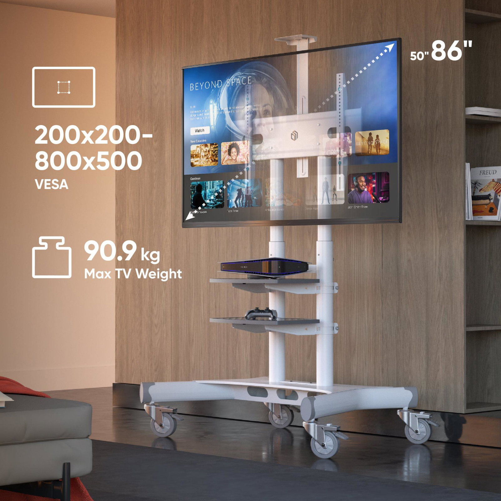 TV SET ACC MOBILE STAND/50-86/WHITE TS1881-W ONKRON