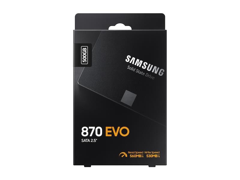 SSD SAMSUNG 870 EVO 500GB SATA SATA 3.0 MLC Write speed 530 MBytes/sec Read speed 560 MBytes/sec 2,5 TBW 300 TB MTBF 1500000 hours MZ-77E500B/EU