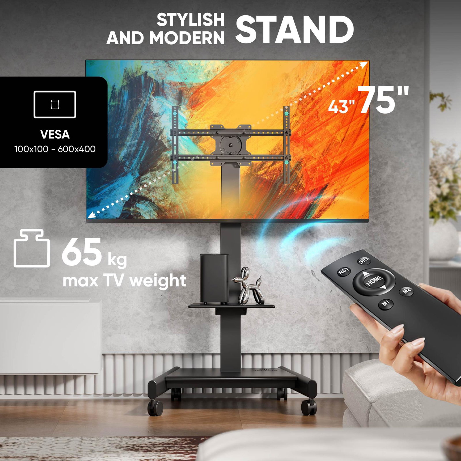 TV SET ACC MOBILE STAND/43-75/BLACK TS1552E-B ONKRON
