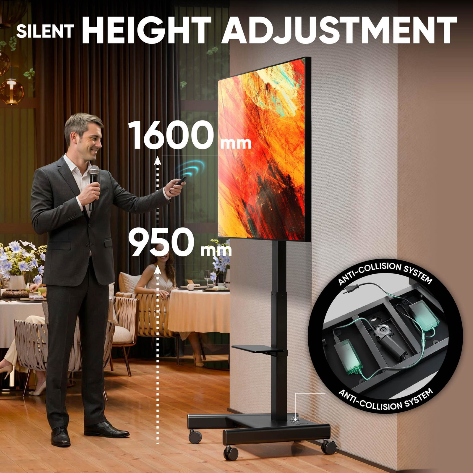 TV SET ACC MOBILE STAND/43-75/BLACK TS1552E-B ONKRON
