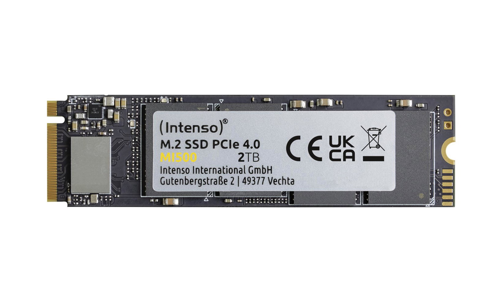 SSD INTENSO MI500 2TB M.2 NVMe 3D NAND Write speed 4500 MBytes/sec Read speed 5300 MBytes/sec 4mm TBW 1200 TB MTBF 1500000 hours 3836470