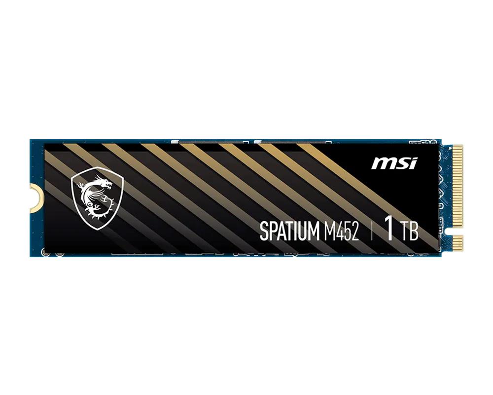 SSD MSI 300xTBW rating MTBF 1500000 h Read speed 3600 MB/s Write speed 3100 MB/s NVMe Yes PCI Express 4.0 M.2 1000 GB SPATIUM M452 S78-440L970-P83