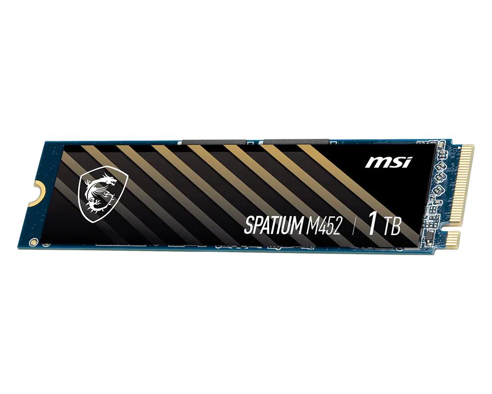 SSD MSI 300xTBW rating MTBF 1500000 h Read speed 3600 MB/s Write speed 3100 MB/s NVMe Yes PCI Express 4.0 M.2 1000 GB SPATIUM M452 S78-440L970-P83