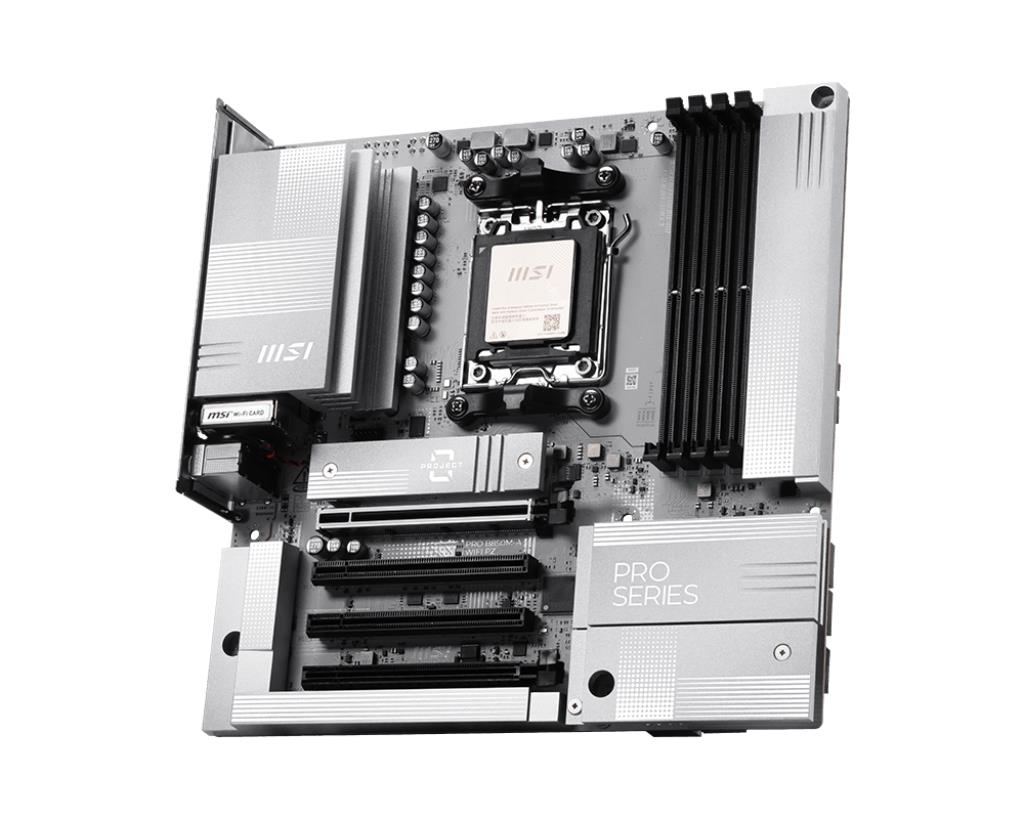 Mainboard MSI AMD B850 Socket AM5 micro ATX RAM DDR5-SDRAM 4xSlots Wi-Fi Yes Bluetooth Yes 1xPCI Express x4 slots 1xPCI Express x16 slots 2xNumber of M.2 (M) slots PROB850M-AWIFIPZ