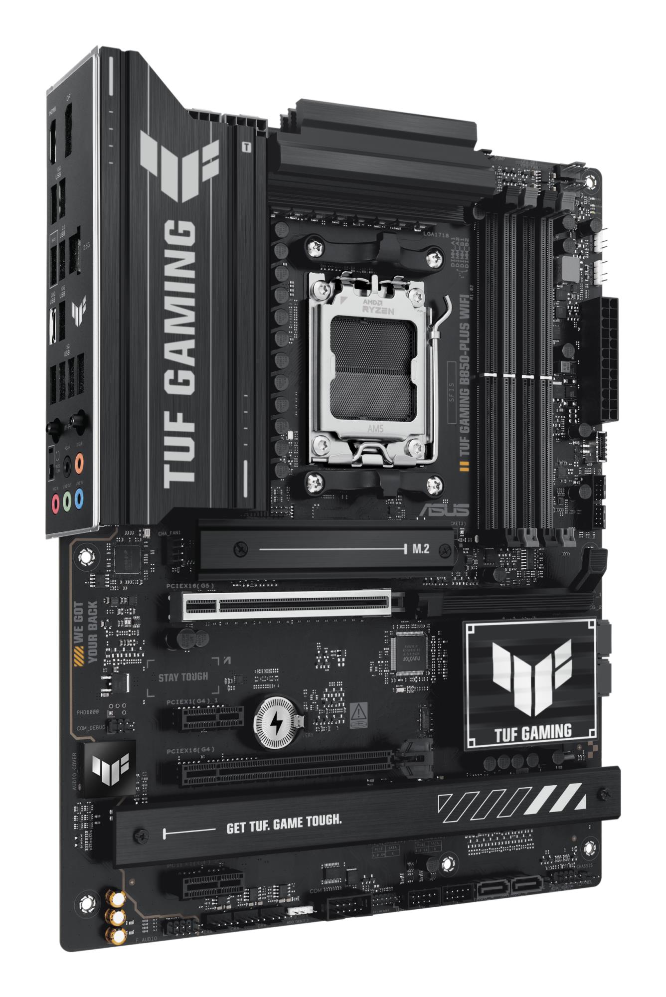 Mainboard ASUS AMD B850 SAM5 ATX Memory DDR5 Memory slots 4 2xPCI-Express 4.0 1x 1xPCI-Express 4.0 16x 1xPCI-Express 5.0 16x 3xM.2 1xHDMI 1xDisplayPort 2xUSB 2.0 4xUSB 3.1 3xUSB 3.2 1xUSB-C 1xRJ45 5xAudio port TUFGAMINGB850-PLUSWIFI