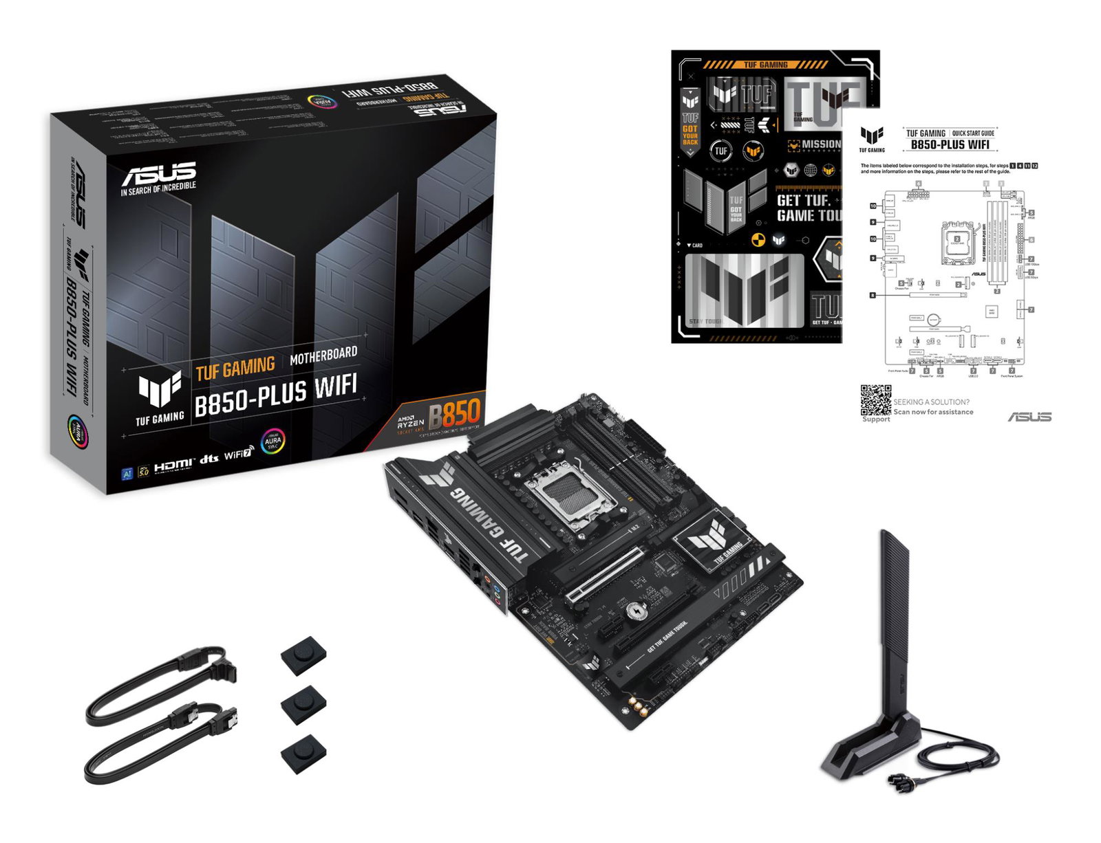 Mainboard ASUS AMD B850 SAM5 ATX Memory DDR5 Memory slots 4 2xPCI-Express 4.0 1x 1xPCI-Express 4.0 16x 1xPCI-Express 5.0 16x 3xM.2 1xHDMI 1xDisplayPort 2xUSB 2.0 4xUSB 3.1 3xUSB 3.2 1xUSB-C 1xRJ45 5xAudio port TUFGAMINGB850-PLUSWIFI