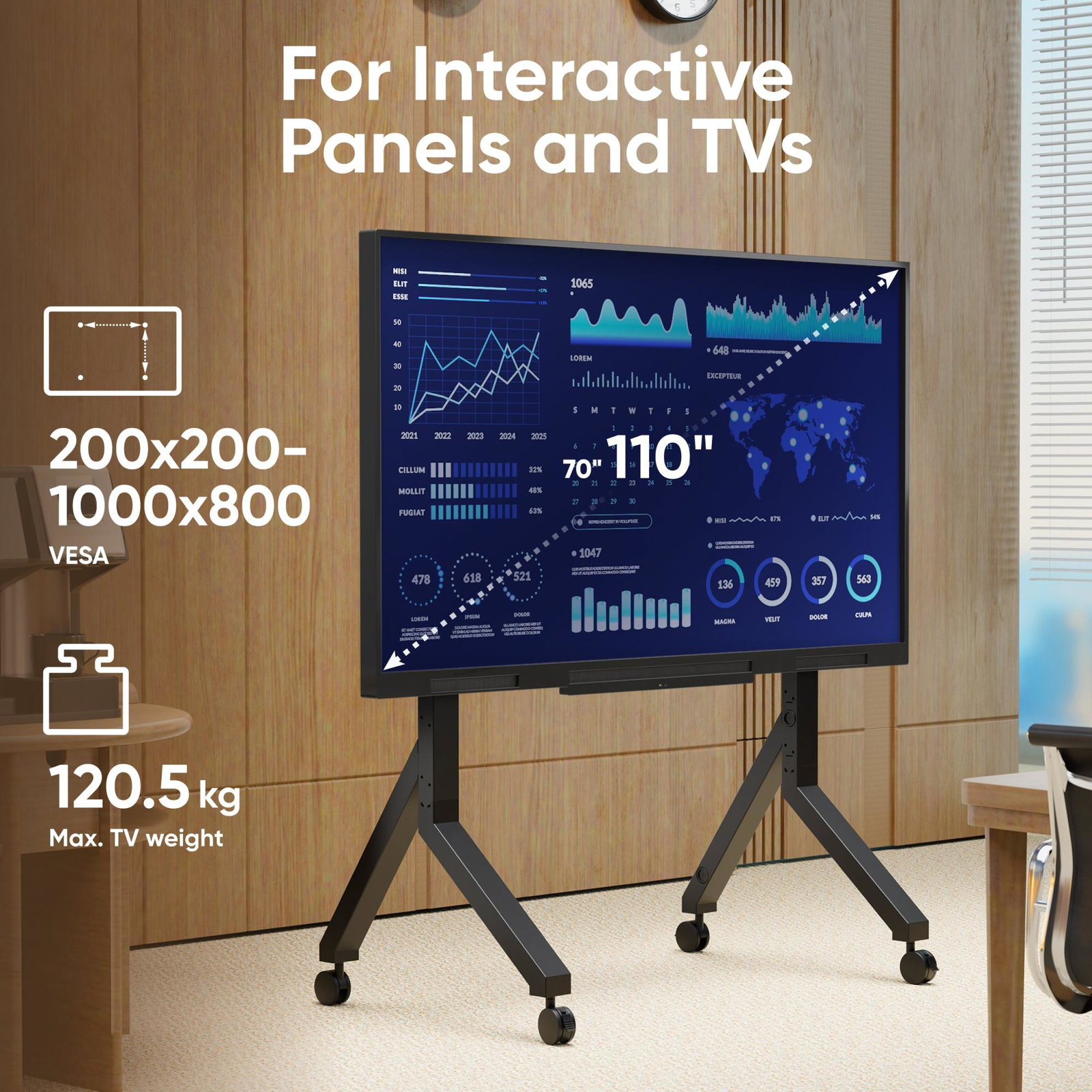 TV SET ACC MOBILE STAND/70-110 BLACK TS2081-B ONKRON