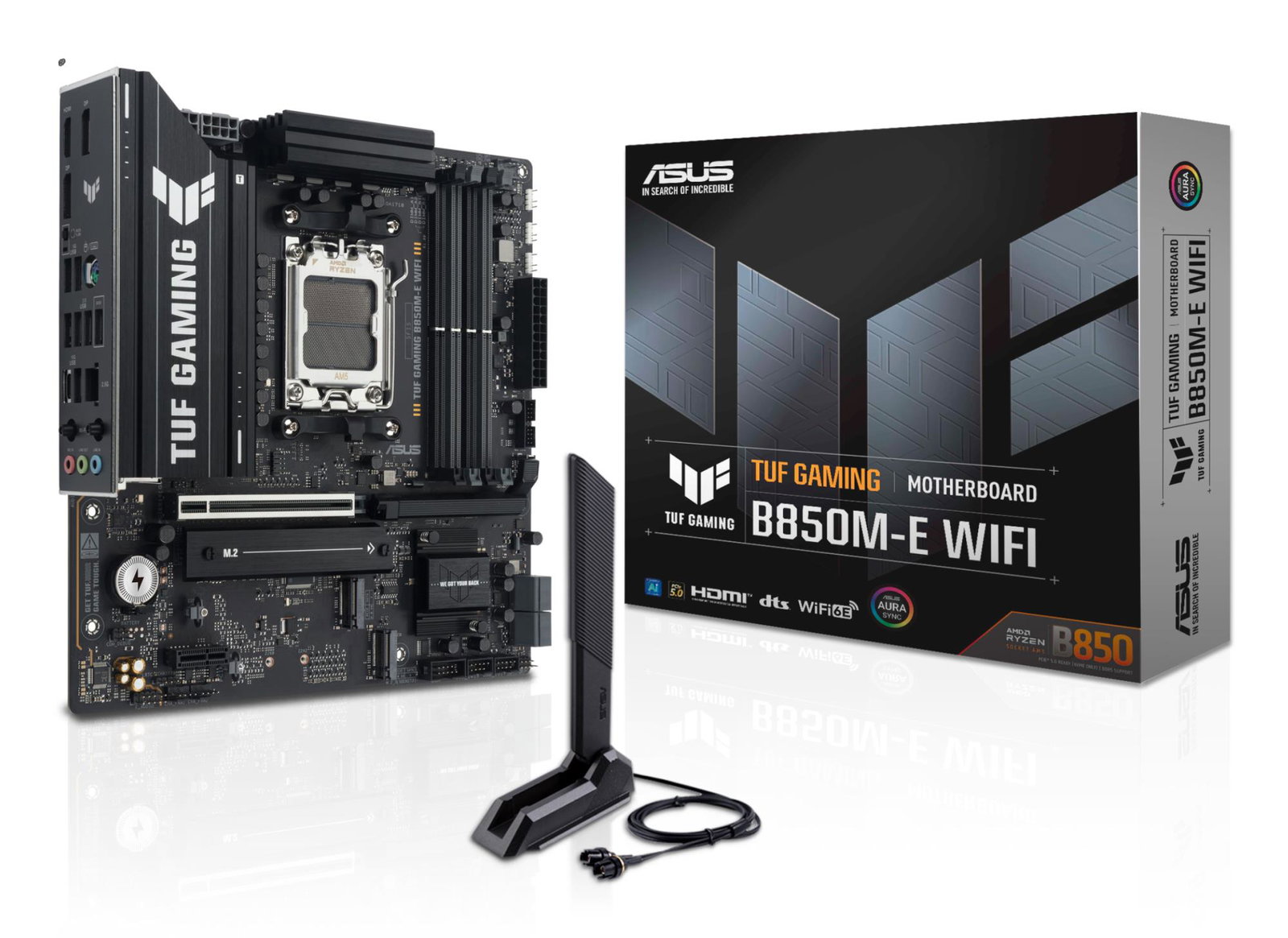 Mainboard ASUS AMD B850 SAM5 Micro-ATX Memory DDR5 Memory slots 4 1xPCI-Express 4.0 1x 1xPCI-Express 4.0 16x 1xPCI-Express 5.0 16x 3xM.2 1xHDMI 2xDisplayPort 4xUSB 2.0 2xUSB 3.2 2xUSB-C 1xPS/2 1xRJ45 3xAudio port TUFGAMINGB850M-EWIFI