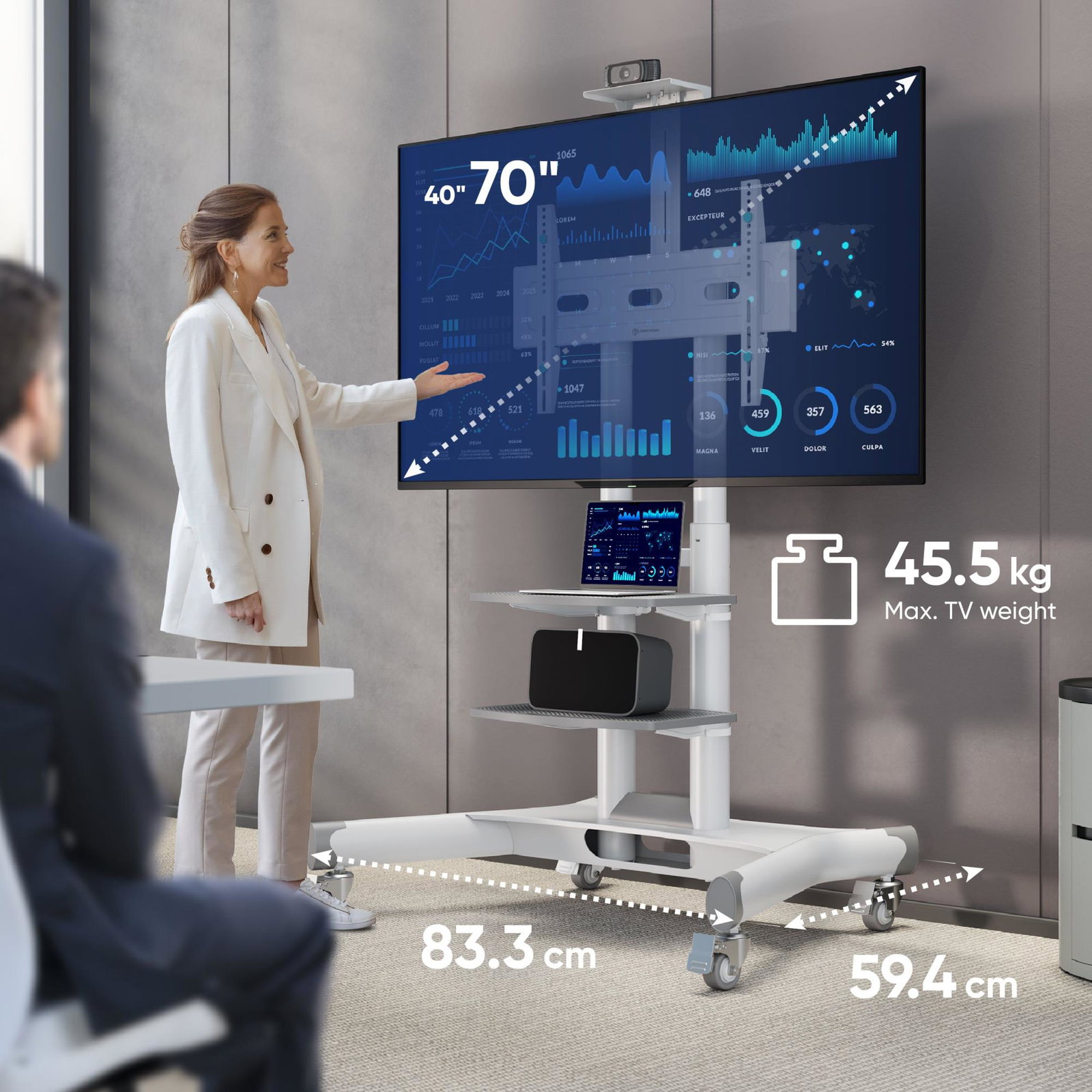 TV SET ACC MOBILE STAND/40-70/WHITE TS1552-W ONKRON