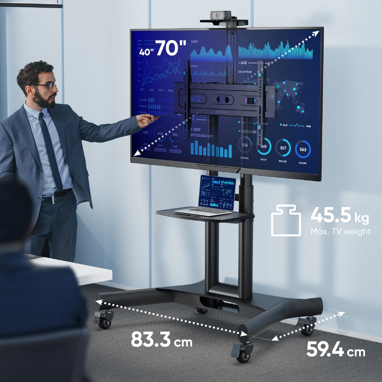 TV SET ACC MOBILE STAND/40-70/BLACK TS1551-B ONKRON