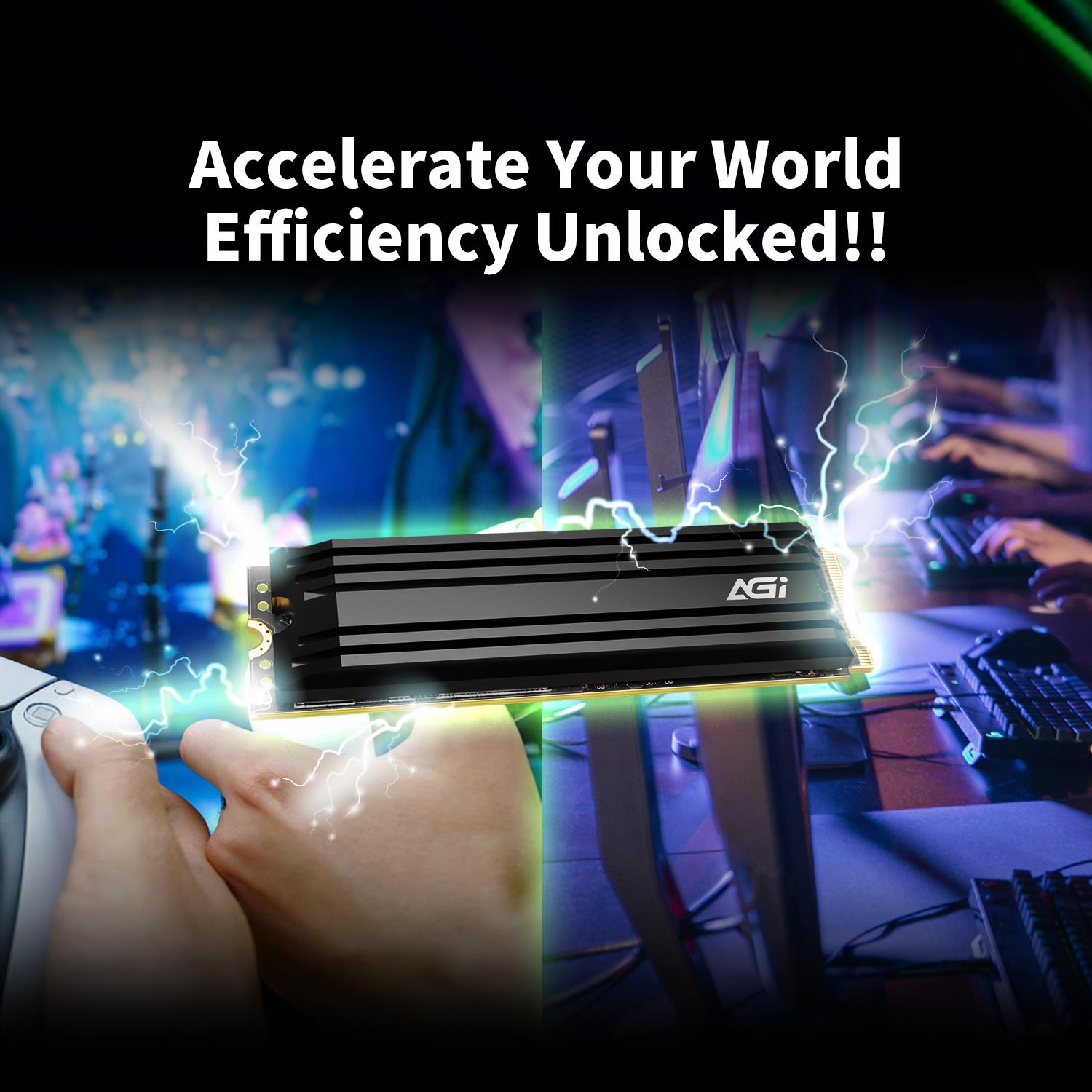 SSD AGI 750xTBW rating MTBF 2000000 h Read speed 7400 MB/s Write speed 5200 MB/s NVMe Yes PCI Express 4.0 M.2 1000 GB AGI1T0G44AI828-CB