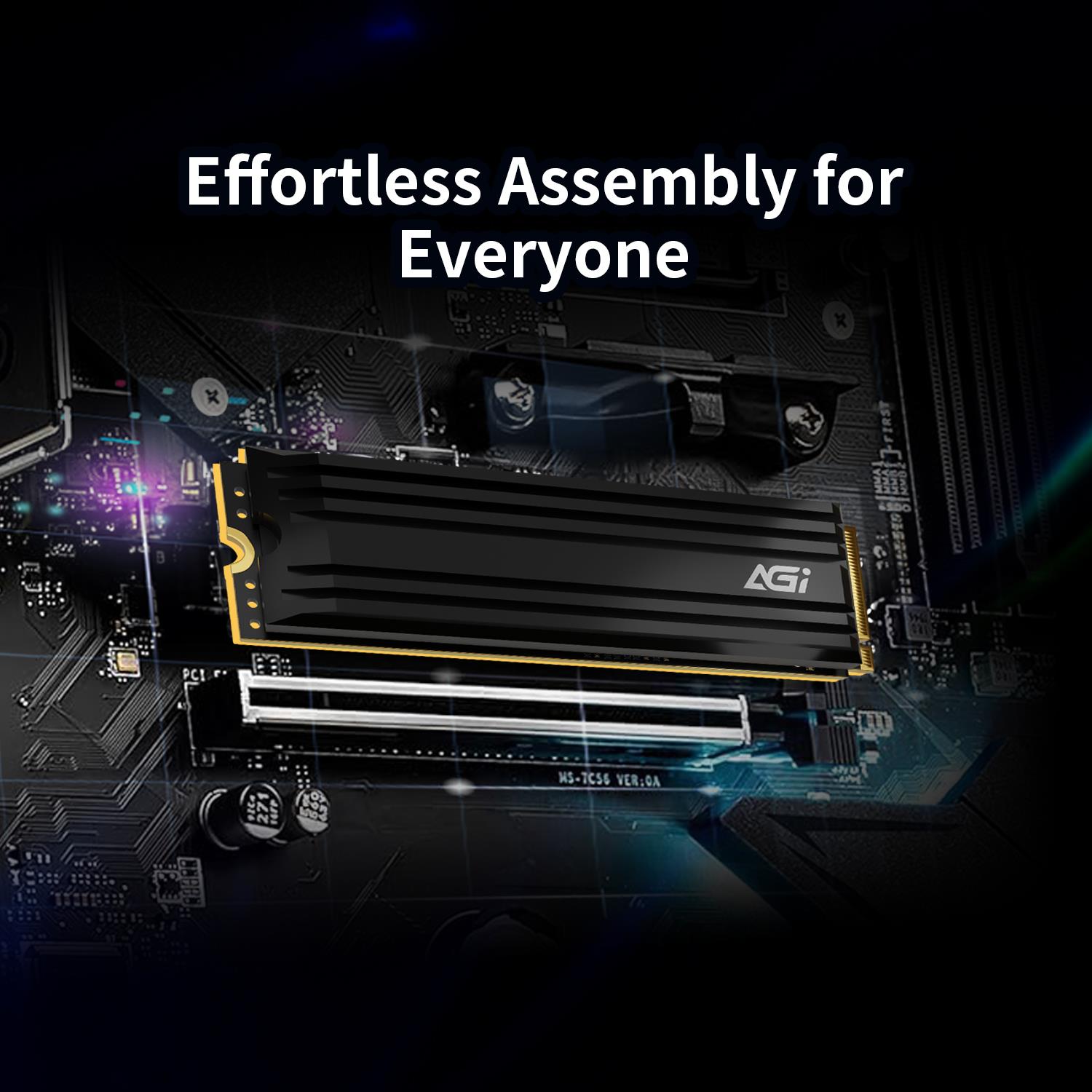SSD AGI 750xTBW rating MTBF 2000000 h Read speed 7400 MB/s Write speed 5200 MB/s NVMe Yes PCI Express 4.0 M.2 1000 GB AGI1T0G44AI828-CB