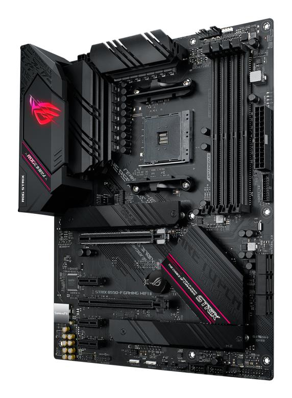 Mainboard ASUS AMD B550 SAM4 ATX Memory DDR4 Memory slots 4 3xPCI-Express 3.0 1x 1xPCI-Express 3.0 4x 1xPCI-Express 4.0 16x 2xM.2 1xHDMI 1xDisplayPort 2xAudio-In 3xAudio-Out 2xUSB 2.0 5xUSB 3.2 1xUSB type C 1xOptical S/PDIF 1xRJ45 2xRF-Out STRIXB550-FGAMWIFIII
