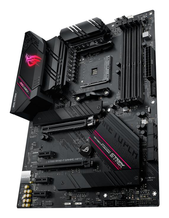 Mainboard ASUS AMD B550 SAM4 ATX Memory DDR4 Memory slots 4 3xPCI-Express 3.0 1x 1xPCI-Express 3.0 4x 1xPCI-Express 4.0 16x 2xM.2 1xHDMI 1xDisplayPort 2xAudio-In 3xAudio-Out 2xUSB 2.0 5xUSB 3.2 1xUSB type C 1xOptical S/PDIF 1xRJ45 2xRF-Out STRIXB550-FGAMWIFIII