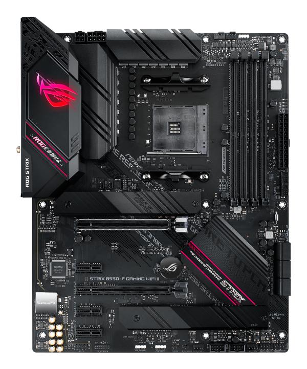 Mainboard ASUS AMD B550 SAM4 ATX Memory DDR4 Memory slots 4 3xPCI-Express 3.0 1x 1xPCI-Express 3.0 4x 1xPCI-Express 4.0 16x 2xM.2 1xHDMI 1xDisplayPort 2xAudio-In 3xAudio-Out 2xUSB 2.0 5xUSB 3.2 1xUSB type C 1xOptical S/PDIF 1xRJ45 2xRF-Out STRIXB550-FGAMWIFIII
