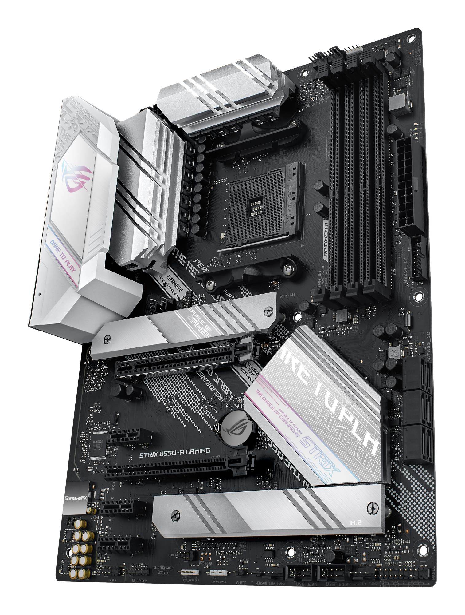Mainboard ASUS AMD B550 SAM4 ATX 3xPCI-Express 3.0 1x 1xPCI-Express 3.0 4x 1xPCI-Express 4.0 16x 2xM.2 Memory DDR4 Memory slots 4 1xHDMI 1xDisplayPort 2xAudio-In 3xAudio-Out 2xUSB 2.0 1xUSB type C 5xUSB 3.2 1xOptical S/PDIF 1xRJ45 ROGSTRIXB550-AGAMING