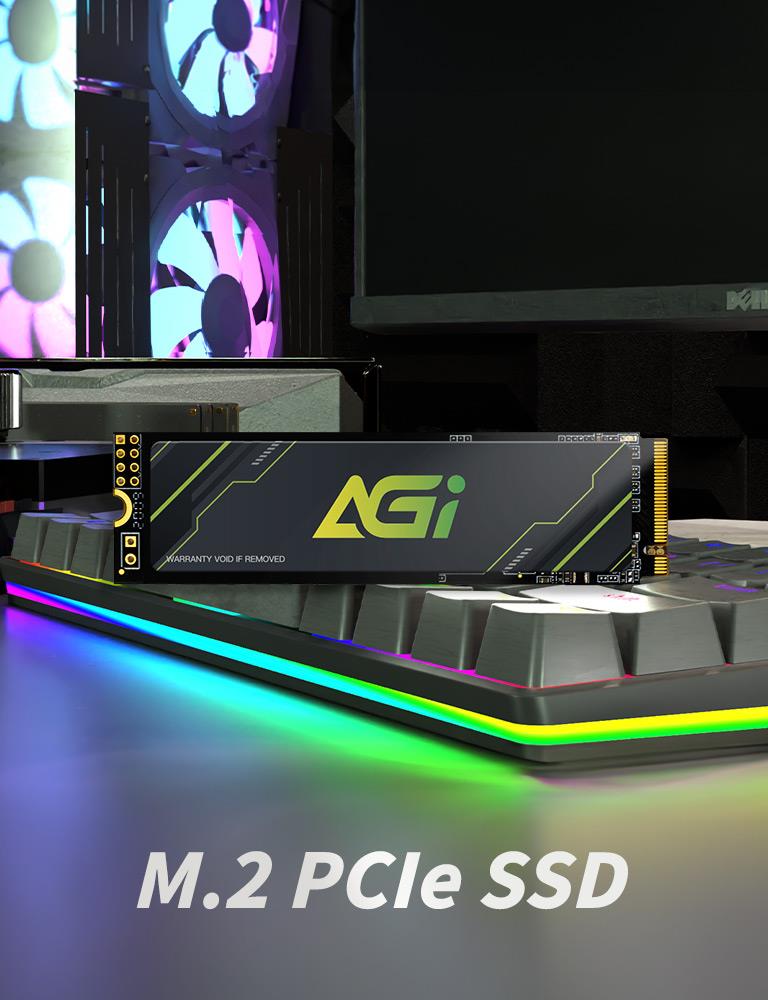 SSD AGI 600xTBW rating MTBF 1600000 h Read speed 4700 MB/s Write speed 2800 MB/s NVMe Yes PCI Express 4.0 M.2 1000 GB AGI1T0G43AI818-CB