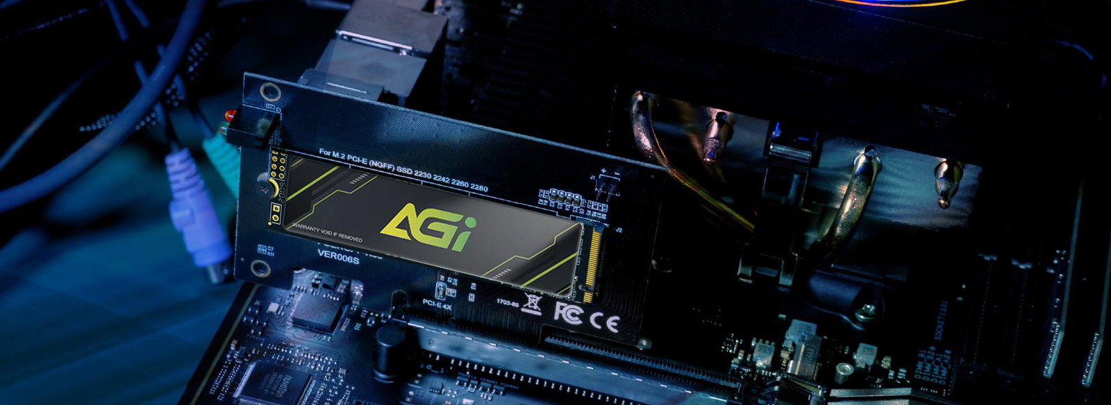 SSD AGI 600xTBW rating MTBF 1600000 h Read speed 4700 MB/s Write speed 2800 MB/s NVMe Yes PCI Express 4.0 M.2 1000 GB AGI1T0G43AI818-CB