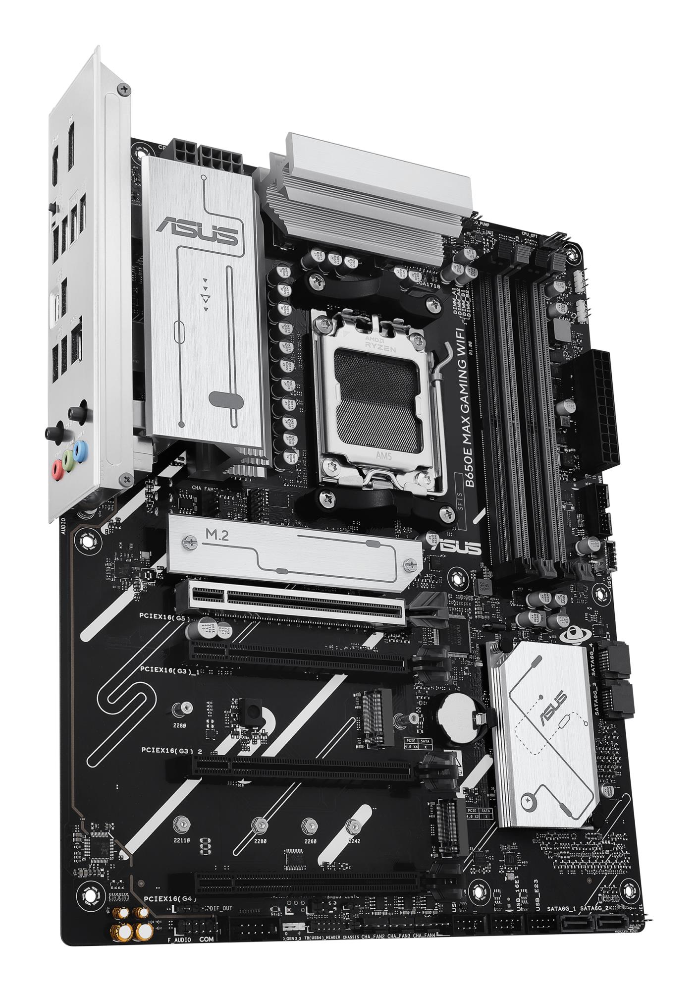 Mainboard ASUS AMD B650 SAM5 ATX Memory DDR5 Memory slots 4 2xPCI-Express 3.0 16x 1xPCI-Express 4.0 16x 1xPCI-Express 5.0 16x 3xM.2 1xHDMI 1xDisplayPort 2xUSB 2.0 5xUSB 3.2 1xUSB-C 1xRJ45 3xAudio port B650EMAXGAMINGWIFI