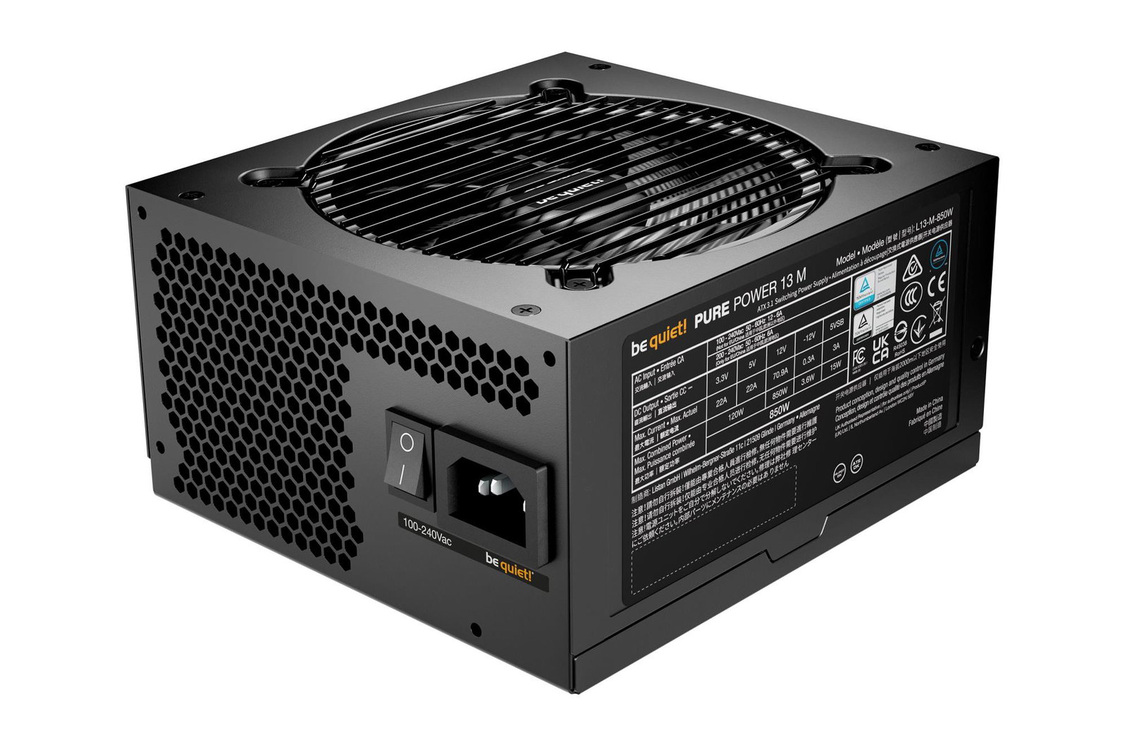 Power Supply BE QUIET Pure Power 13 850 Watts Peak Power 900 Watts Efficiency 80 PLUS GOLD PFC Active MTBF 100000 hours BP027EU