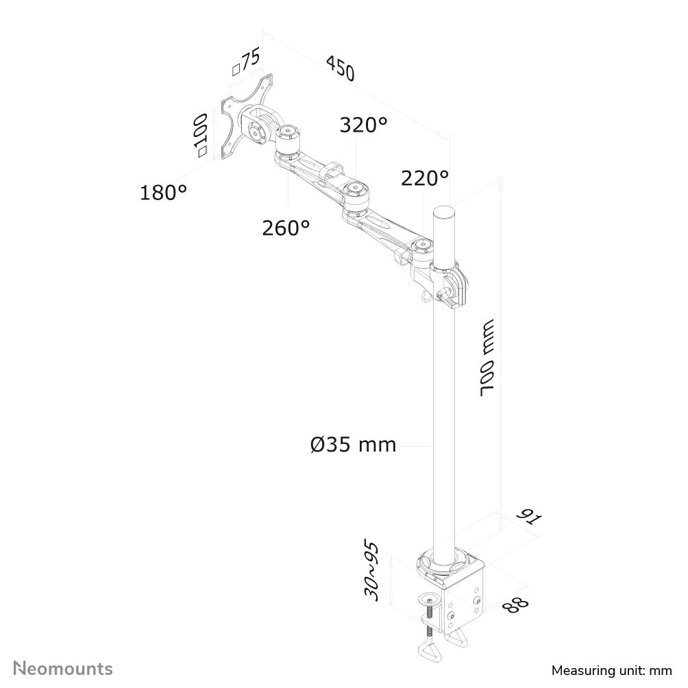 TV SET ACC DESK MOUNT SILVER/FPMA-D935POLE70 NEOMOUNTS