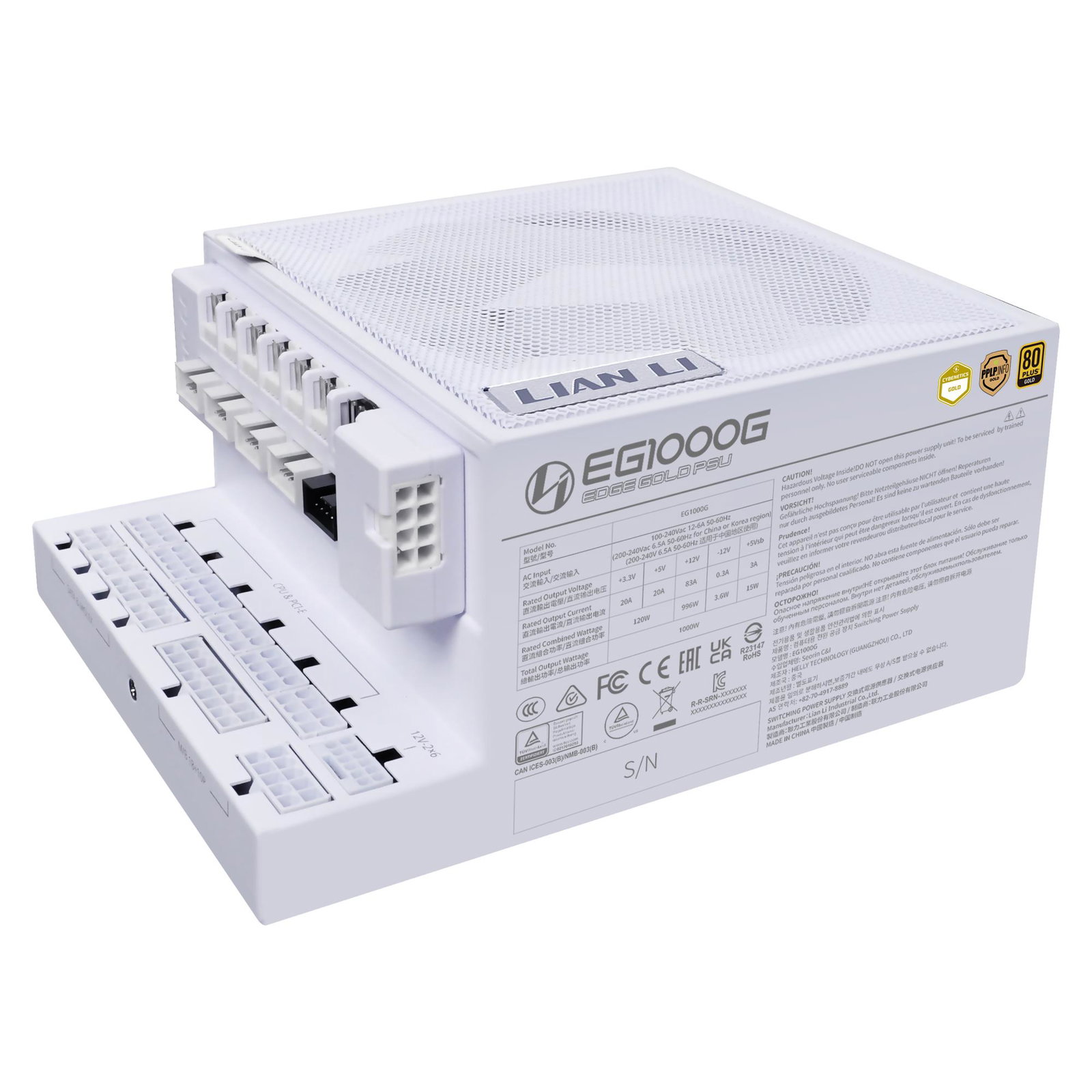 Power Supply LIAN LI EDGE GOLD 1000 1000 Watts Efficiency 80 PLUS GOLD PFC Active G9P.EG1000G.WH00.EU
