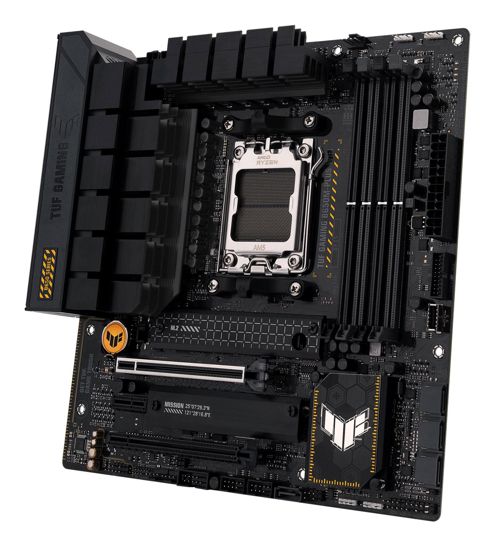 Mainboard ASUS AMD B650 SAM5 MicroATX Memory DDR5 Memory slots 4 1xPCI-Express 4.0 1x 1xPCI-Express 4.0 16x 2xM.2 1xHDMI 1xDisplayPort 4xUSB 2.0 3xUSB 3.2 1xUSB-C 1xRJ45 5xAudio port TUFGAMB650M-PLUSWIFI