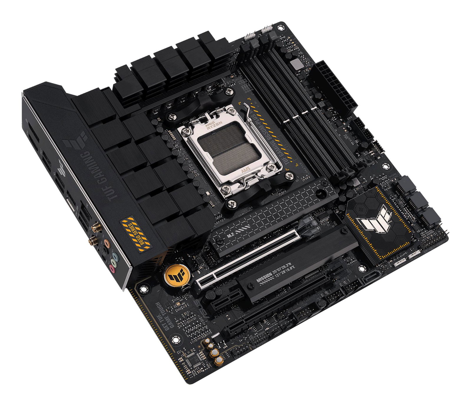 Mainboard ASUS AMD B650 SAM5 MicroATX Memory DDR5 Memory slots 4 1xPCI-Express 4.0 1x 1xPCI-Express 4.0 16x 2xM.2 1xHDMI 1xDisplayPort 4xUSB 2.0 3xUSB 3.2 1xUSB-C 1xRJ45 5xAudio port TUFGAMB650M-PLUSWIFI